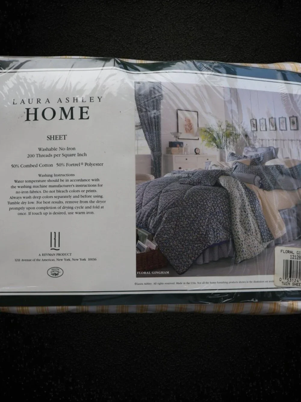 Vintage Laura Ashley Floral Gingham Twin Sheet Set NOS Sealed USA